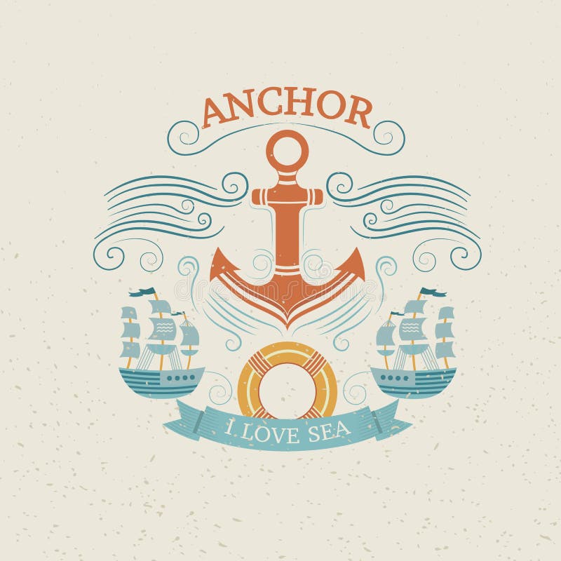 Vintage labels with anchor