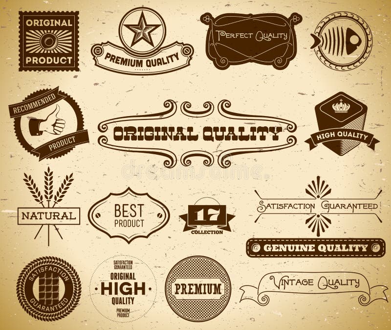 Vintage Labels. Collection 10 Stock Vector - Illustration of round ...