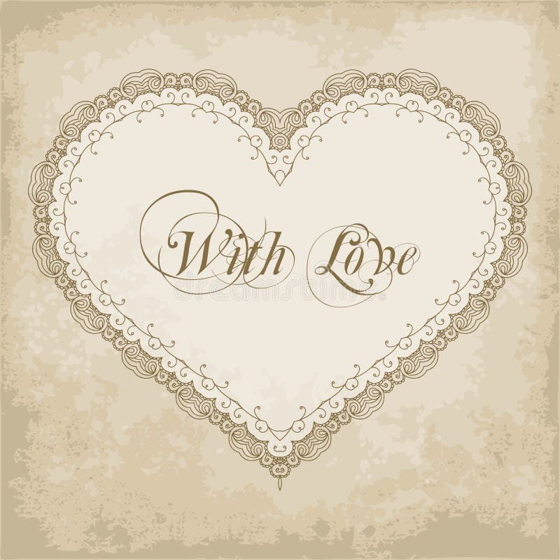 Download Vintage Lace Heart Frame Stock Vector - Image: 55979077