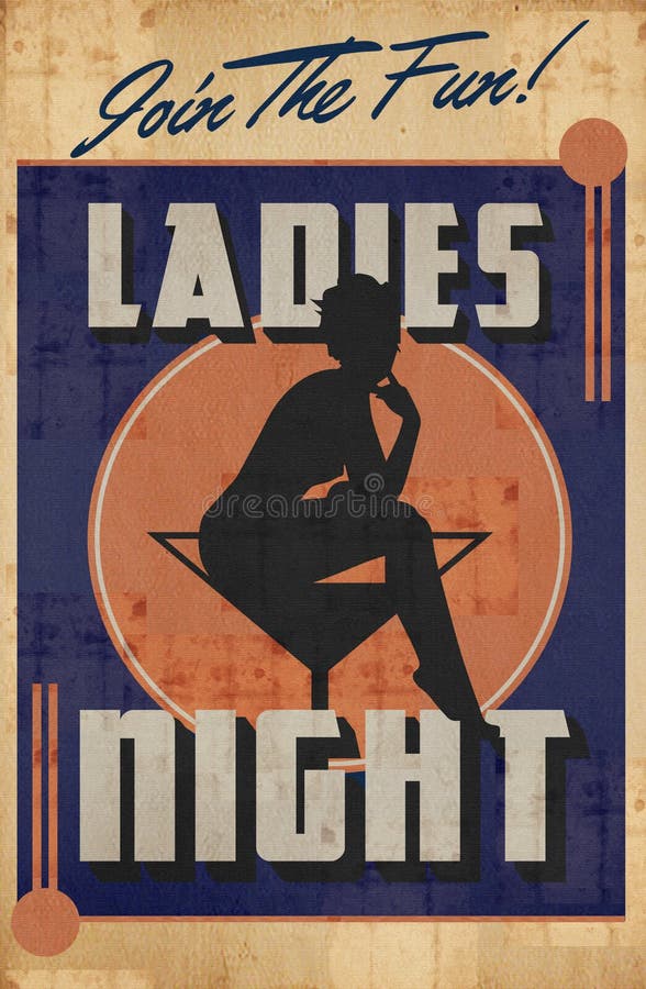 Vintage Ladies Night Poster Stock Illustration - Illustration of join, girls:  172042165