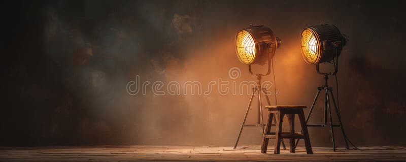 Vintage lamps lighting retro scene royalty free illustration