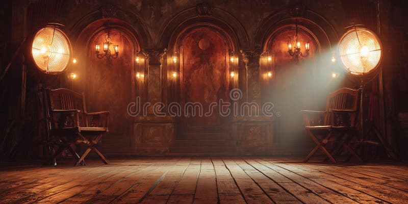 Vintage lamps lighting retro scene stock illustration