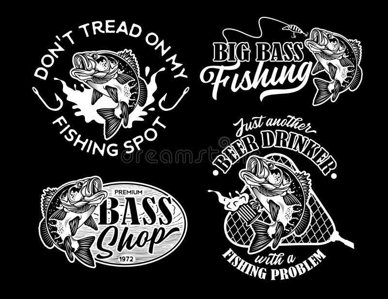 Premium Vector  Fishing vintage logo line art concept black and white  color hand drawn illustration