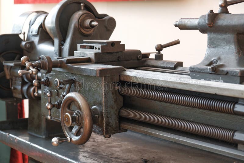 Vintage Lathe In The Stock Photo Image of machine
