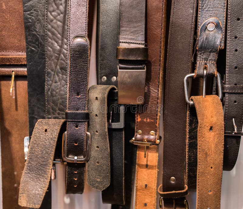 Vintage Leather Belts stock image. Image of hanging, leather 62729247