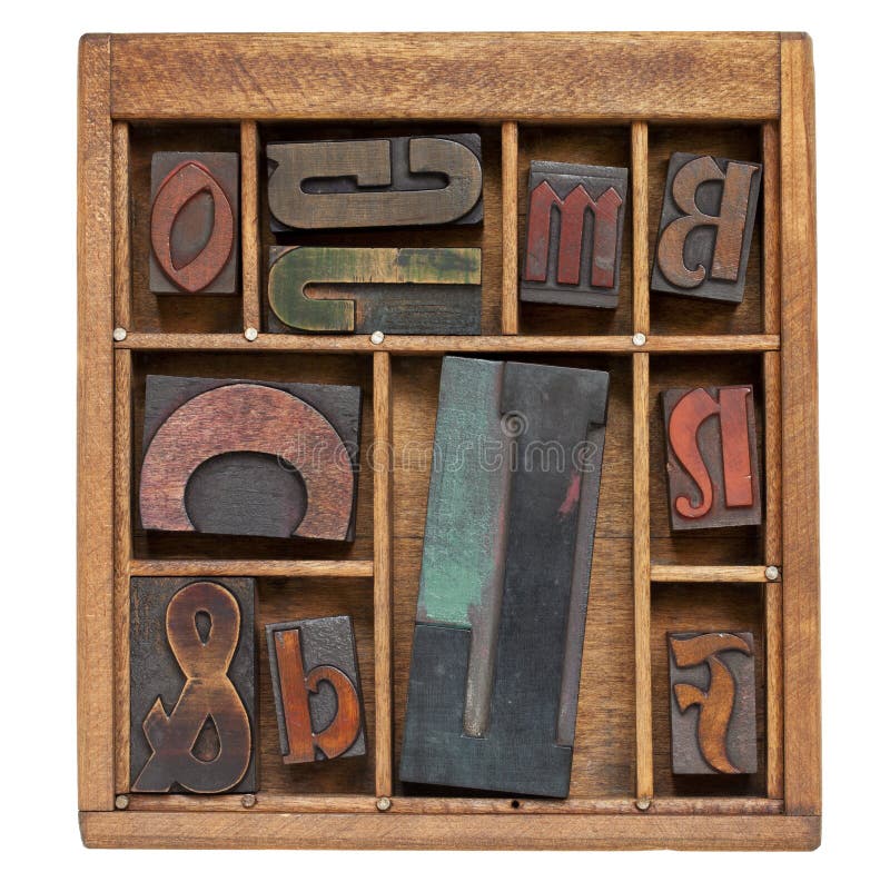 Vintage letterpress printing blocks