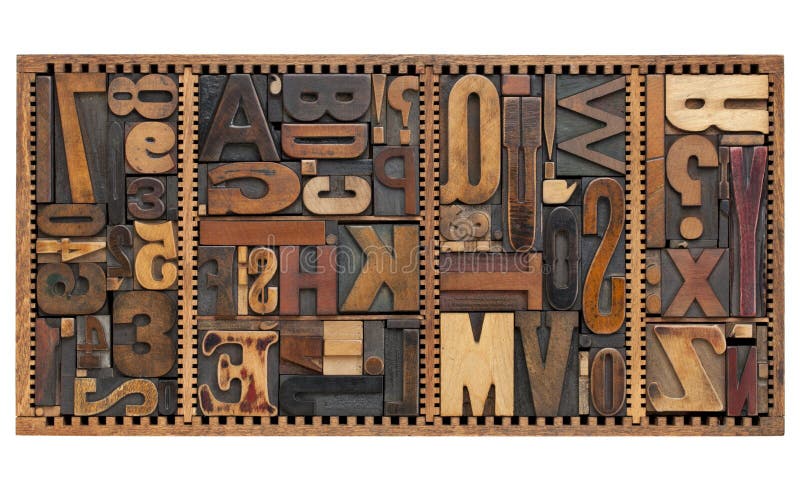 Vintage letters, numbers and punctuation signs