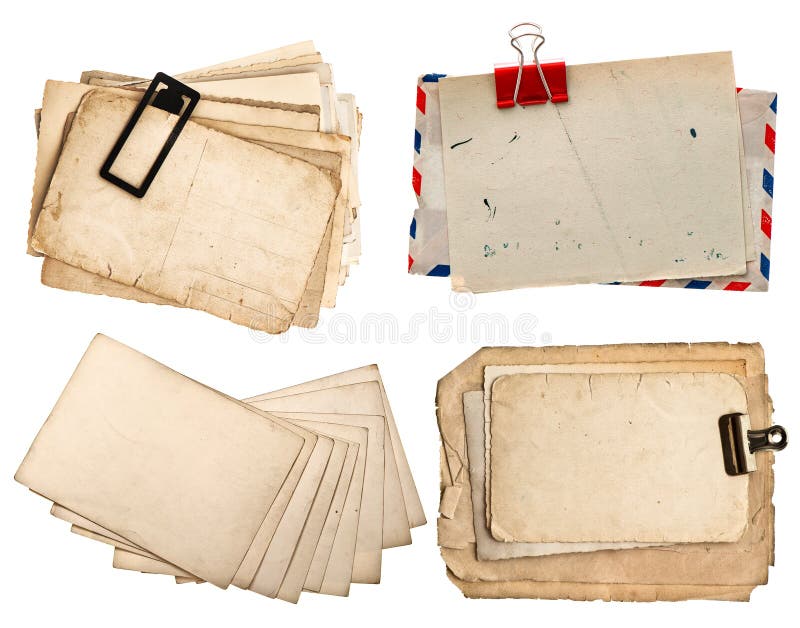 Vintage letters and postcards isolated on white