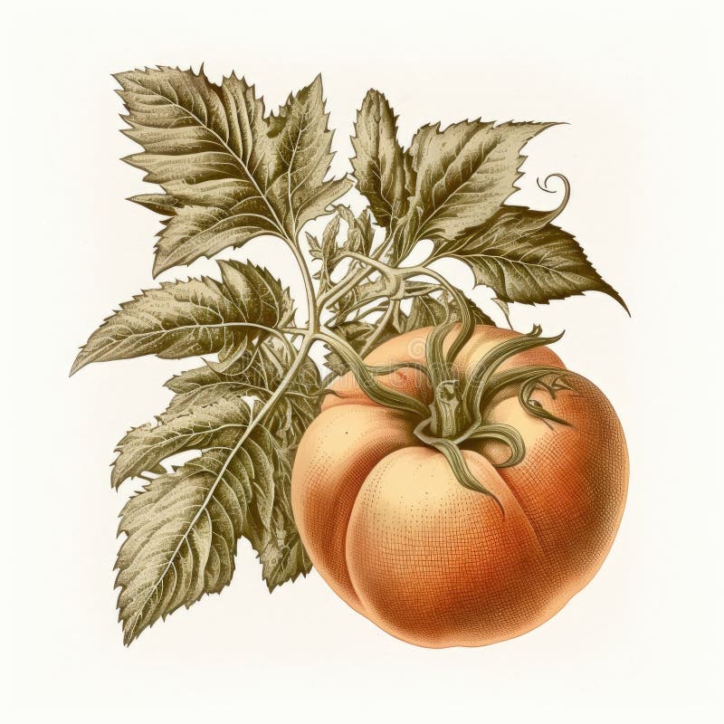Vintage Line Drawing of Tomato Stock Illustration Illustration of