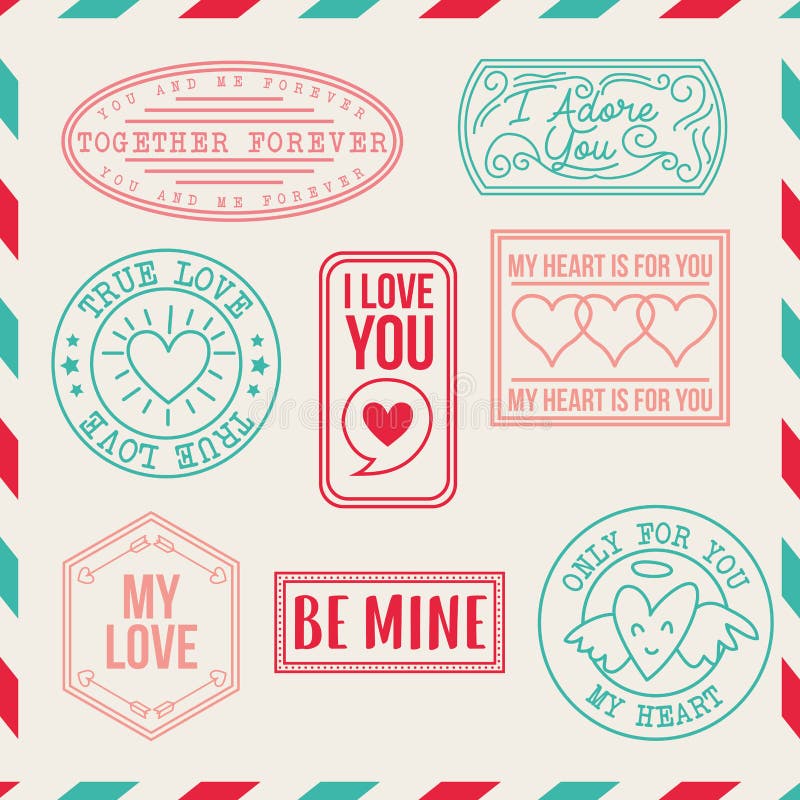 Free Vector  Various vintage love stickers
