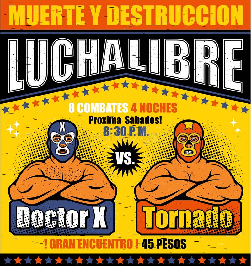 Vintage Lucha Libre Ticket stock de ilustración Vintage Lucha Libre Ticket stock de ilustración