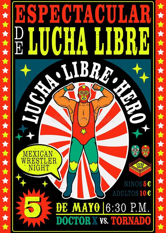 Cartaz de propaganda da transmissão da batalha final do show de luta livre.  lucha libre lutador extremo mexicano usando máscara, pronto para o esporte  competição desempenho promoção design ilustração vetorial