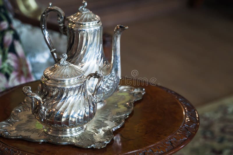 Vintage Silver Tea Set 3 stock photo. Image of cover, authentic 2625374