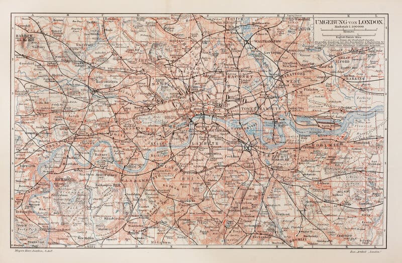 Vintage map of London and surroundings stock image Vintage map of London and surroundings stock image