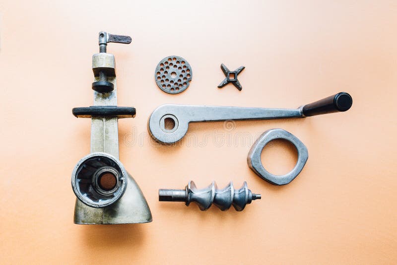 Vintage meat grinder disassembled royalty free stock photography