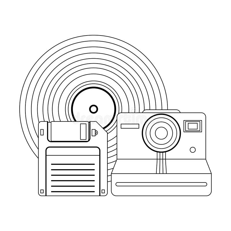 Vintage Media Technology Black and White Stock Vector - Illustration of ...