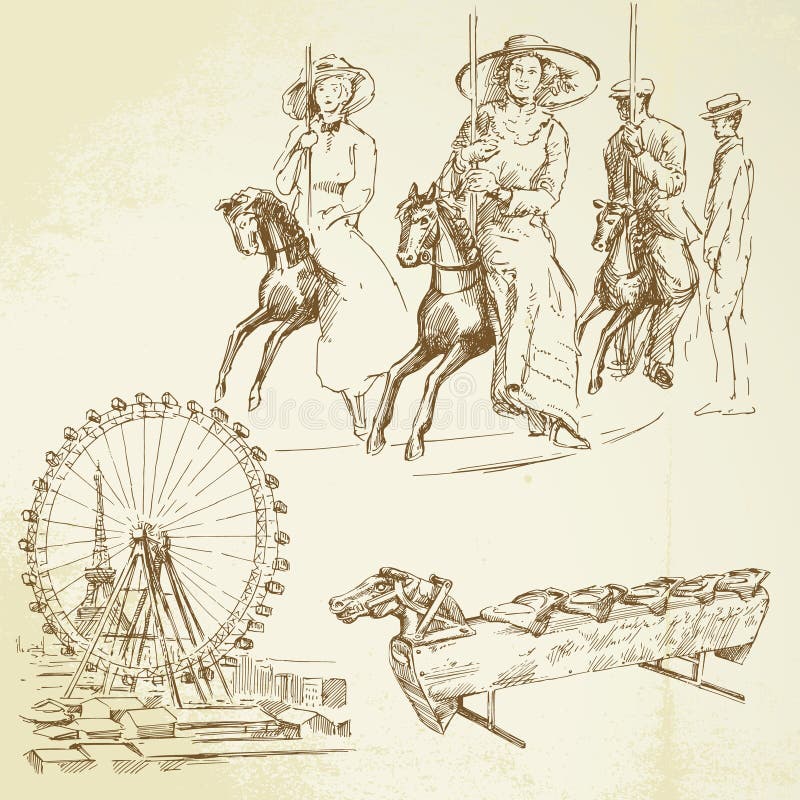 Vintage merry go round stock illustration Vintage merry go round stock illustration