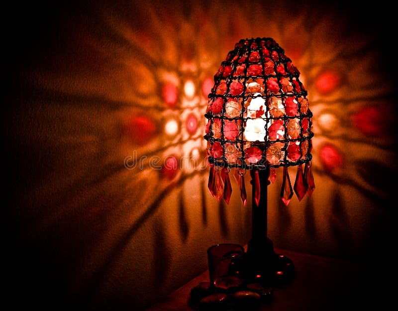 Red orange table lamp stock image. Image of metal, shadow - 264448819