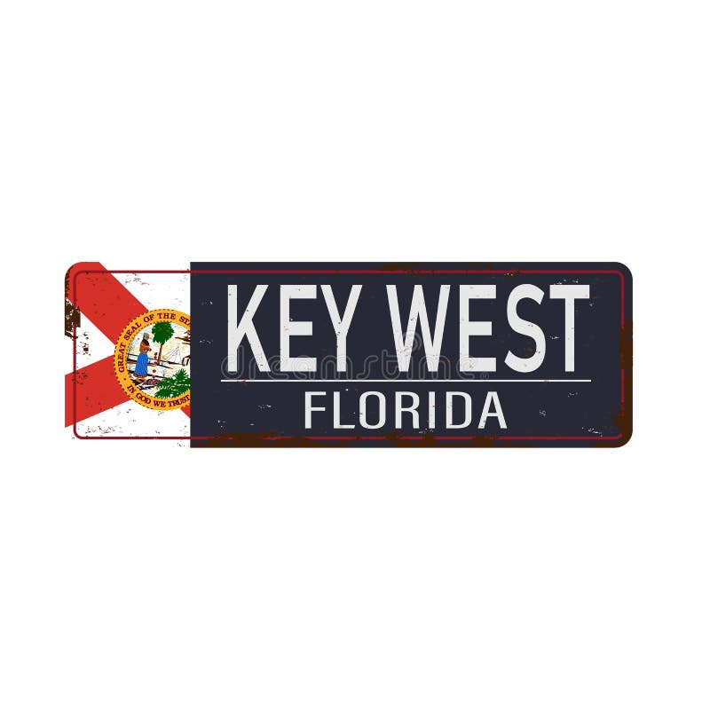 Vintage Metal Sign Key West Florida Vector EPS 10. Stock Vector