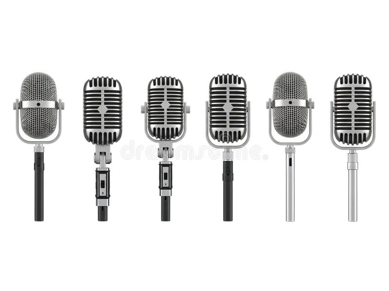 Vintage microphone collection royalty free illustration