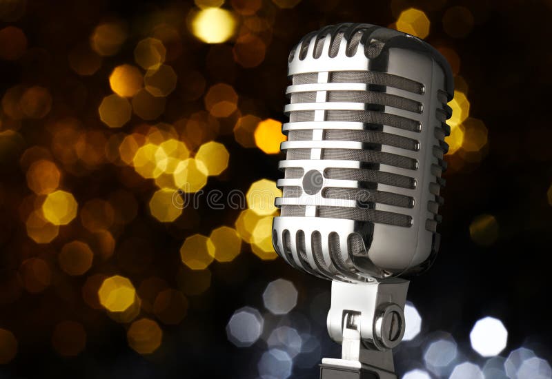 Vintage microphone on stage stock photography Vintage microphone on stage stock photography