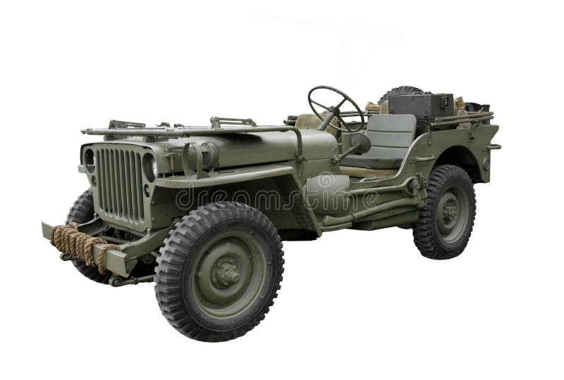 Vintage military jeep isolated.