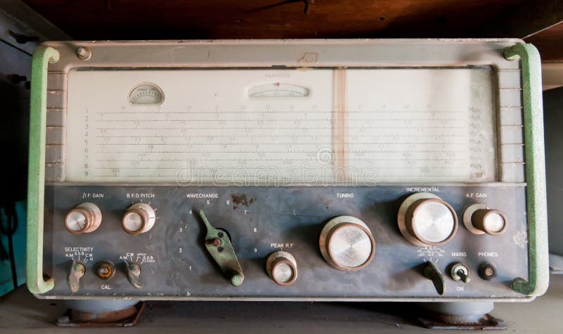 Old and vintage metal military radio receiver. Old and vintage metal military radio receiver