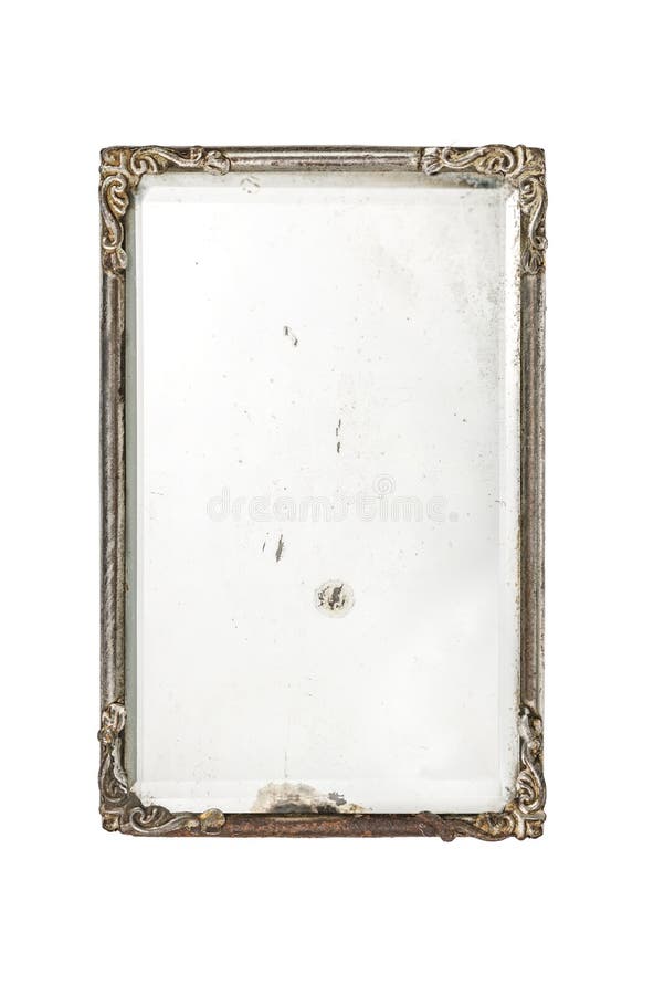 Small vintage mirror isolated over white royalty free stock photography