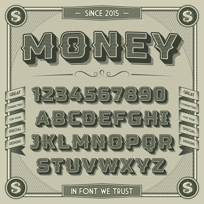 Vintage Money Font with shadow