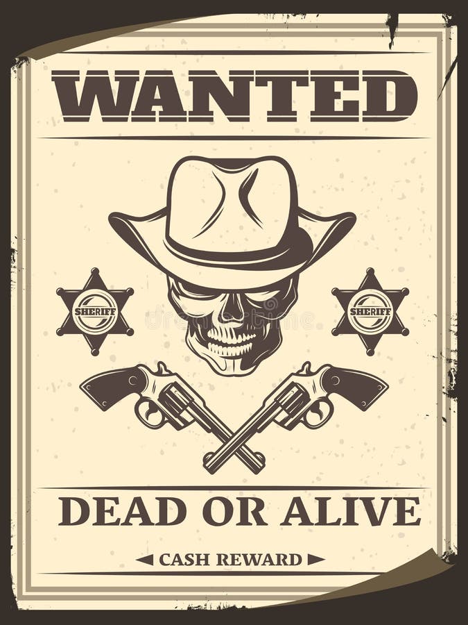 Wanted Dead Or Alive Vintage Western Poster -Metal Sign For Indoor or  Outdoor