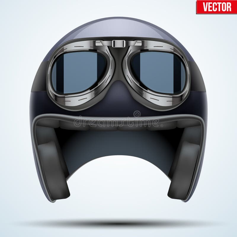 Vintage motorcycle helmet with goggles