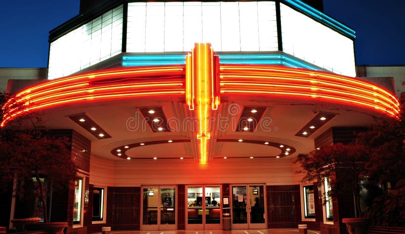 Vintage kino s neónové svetlá v Sacramento, Kalifornia
