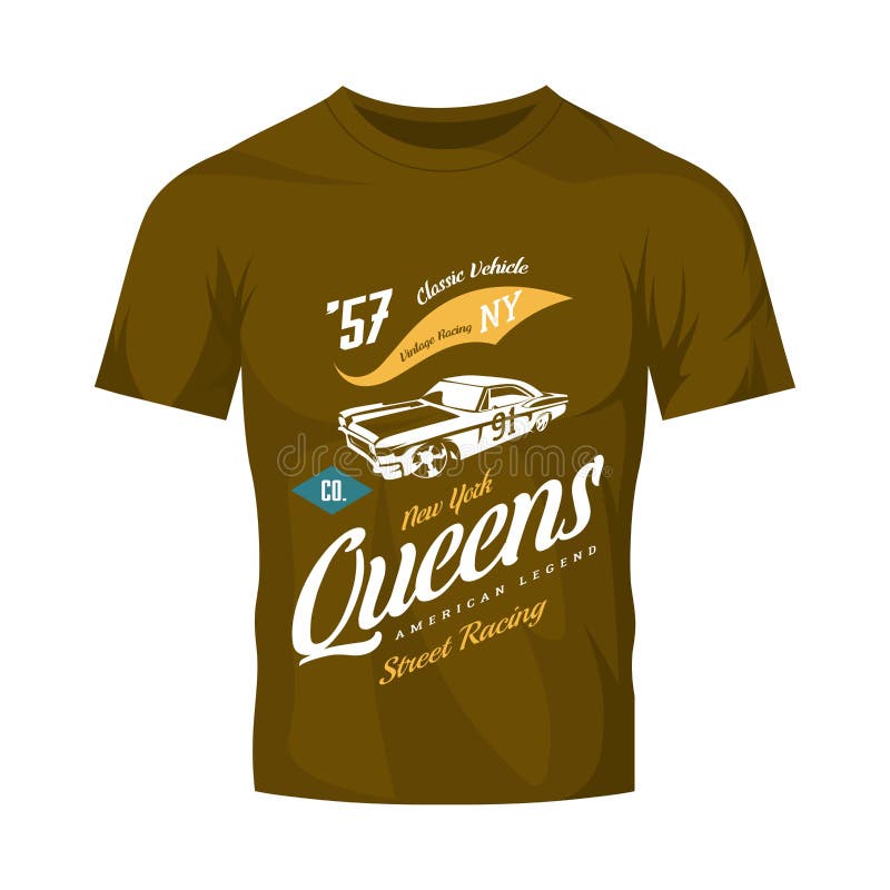 Download Vintage Muscle Car Vector Logo Isolated On Brown T-shirt Mock Up. Stock Vector - Illustration of ...