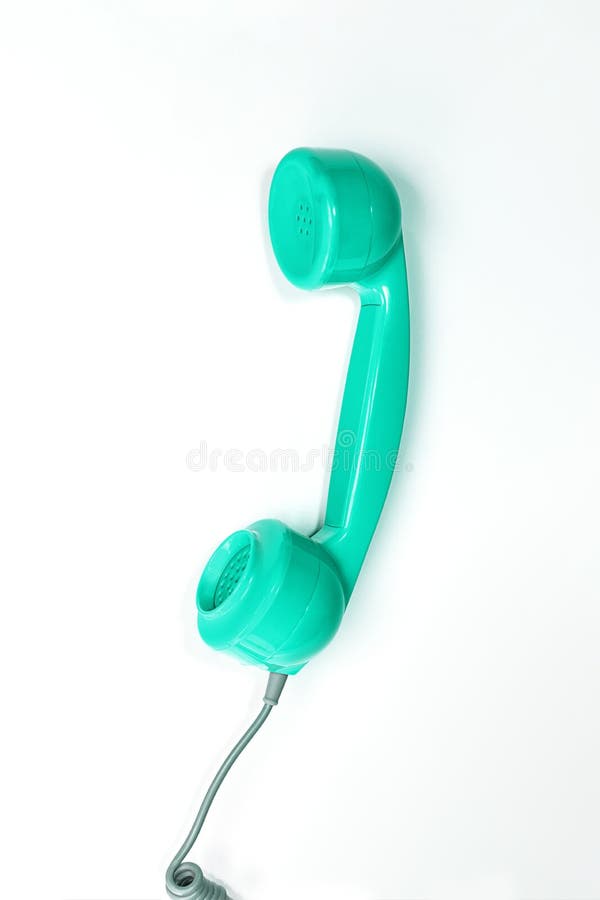 Vintage neo green mint color handset de telefone em fundo branco.