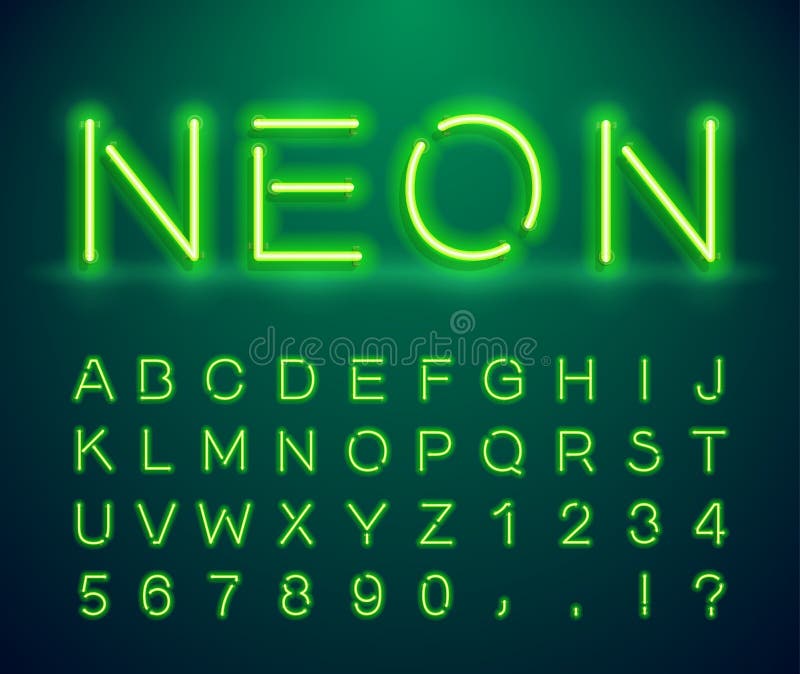 Vintage, neon font. stock vector. Illustration of lowercase 123810010