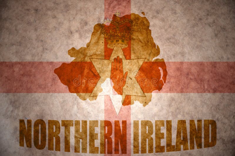 Northern ireland map on a vintage northern ireland flag background. Northern ireland map on a vintage northern ireland flag background