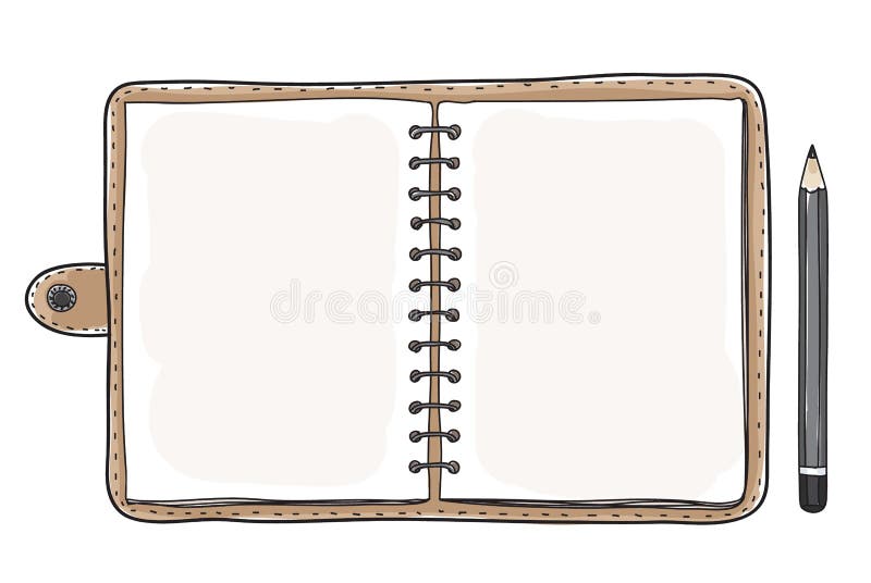 Vintage notebook notebook and black pencil vector art stock illustration