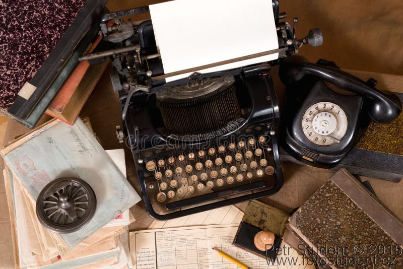 Vintage office equipment stock photo. Image of books 32215636