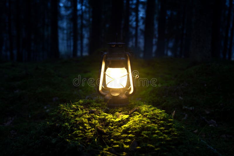 Premium Photo  Old camping lamp illuminated the dark forest