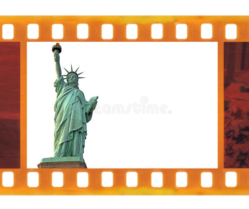 Vintage old 35mm frame photo film with NY Statue of Liberty, USA royalty free illustration Vintage old 35mm frame photo film with NY Statue of Liberty, USA royalty free illustration
