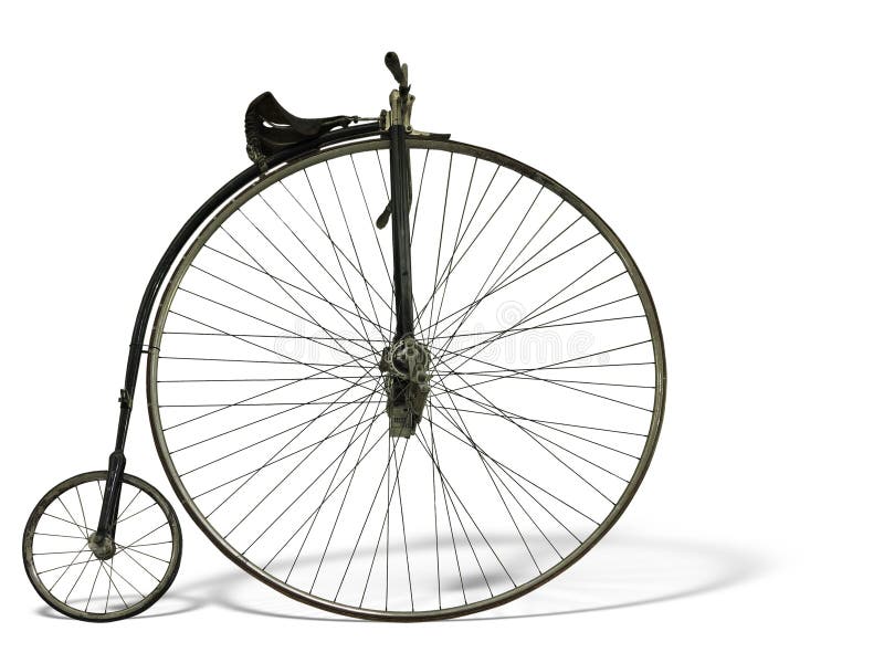 Vintage old retro bicycle isolated on white background