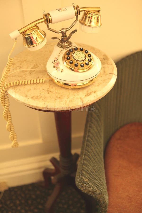 Vintage Old Telephone on a Marble Table Stock Photo Image of marble