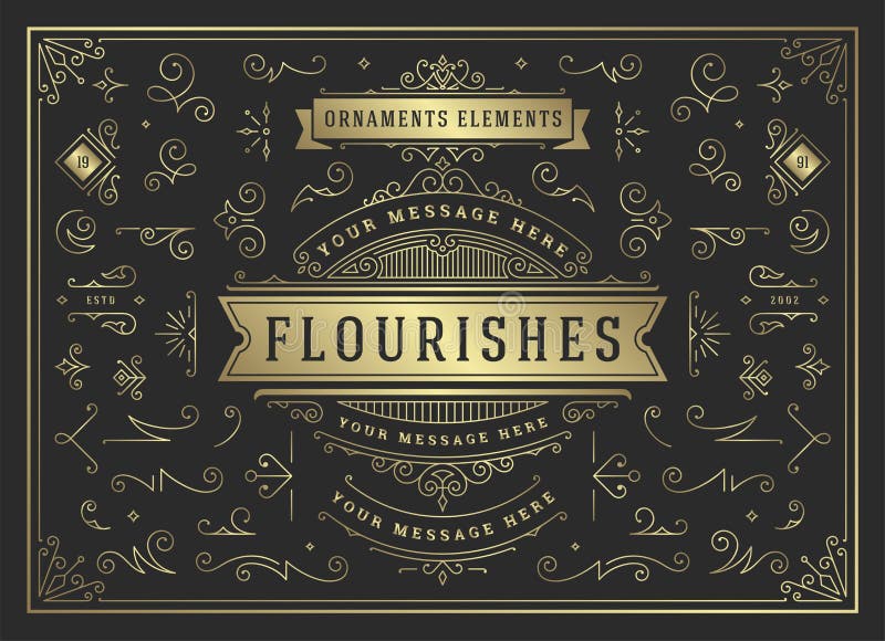 Vintage Ornaments Swirls and Scrolls Decorations Design Elements Vector
