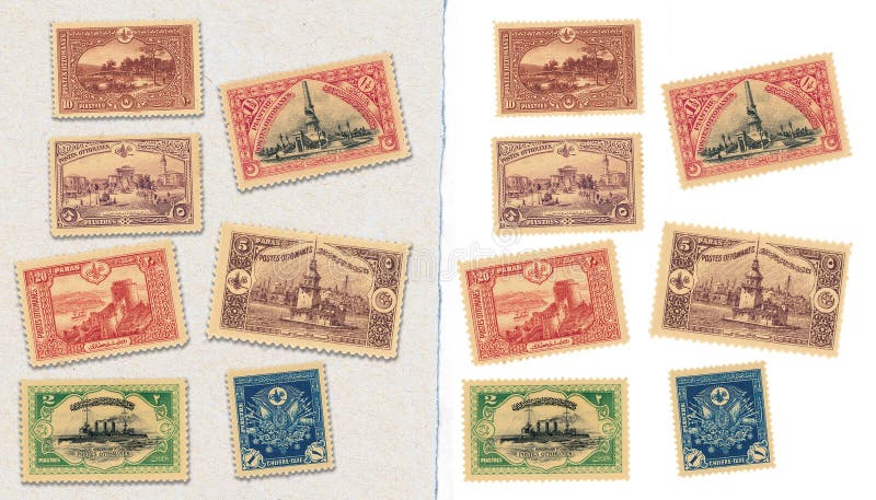Vintage ottoman stamps stock photo