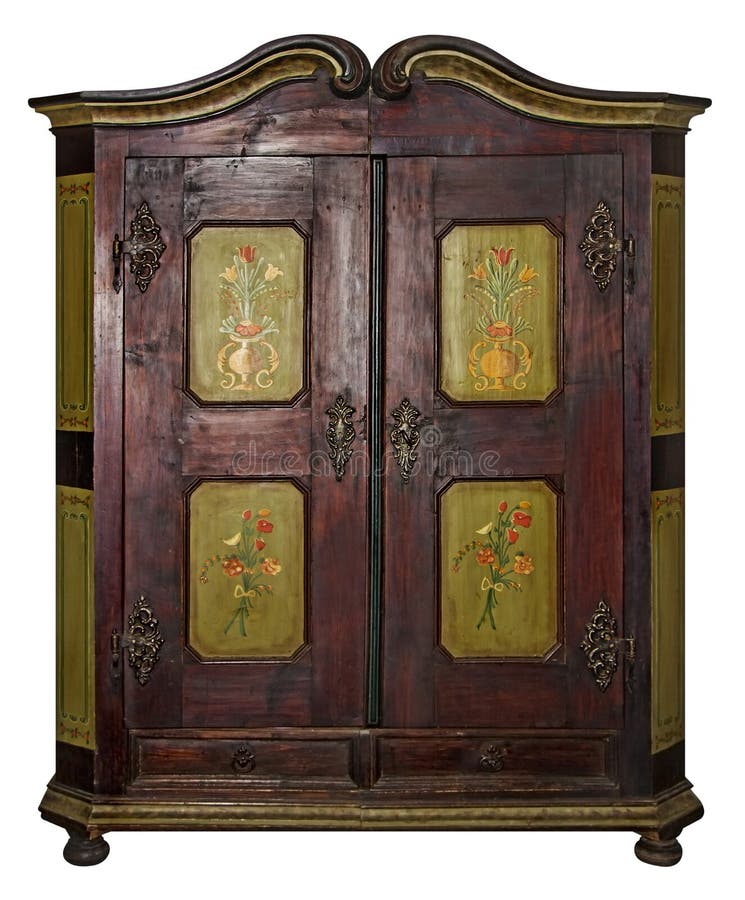Vintage painted wooden wardrobe isolated with Clipping Path on w stock images Vintage painted wooden wardrobe isolated with Clipping Path on w stock images