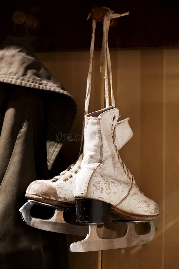 Vintage Pair of White Ice Skates Stock Photo Image of horizontal