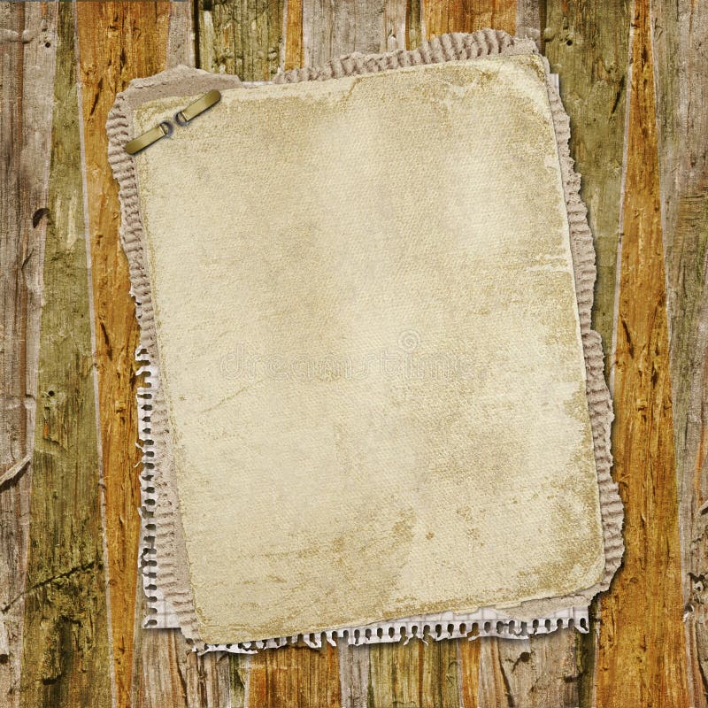 Vintage paper on old wooden texture