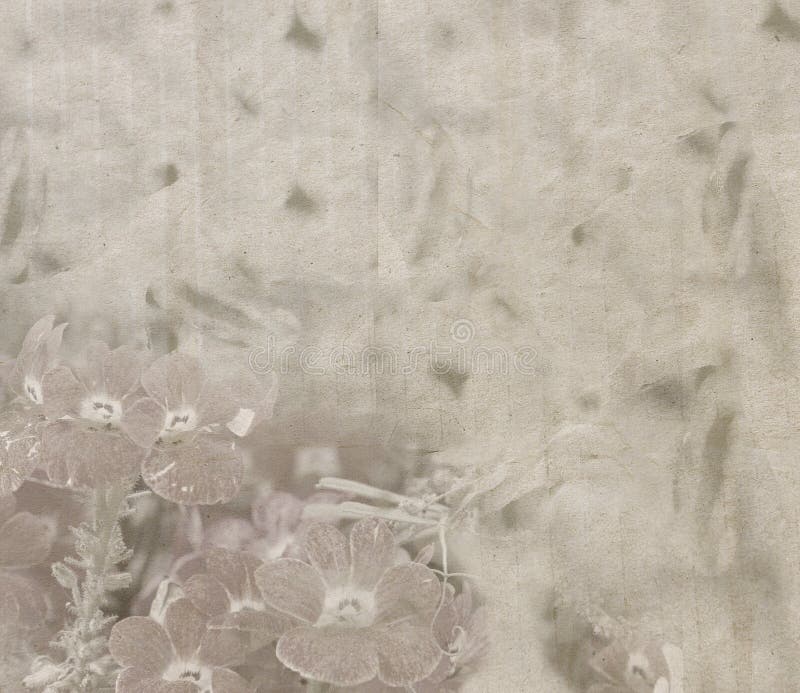 Vintage paper texture with pale flowers stock photography