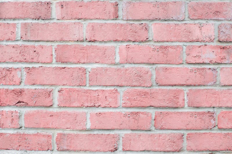 Vintage Pastel Pink Color Brick Wall Horizontal. Clean Background for