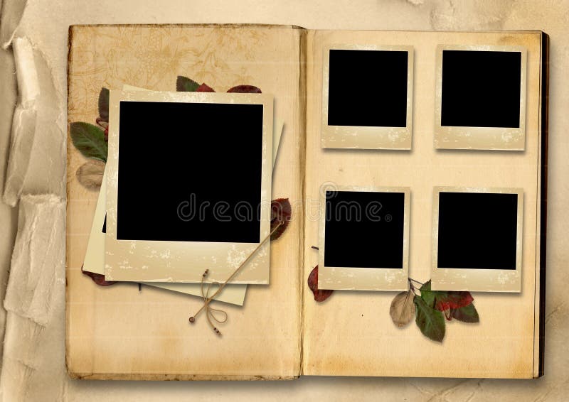 Vintage Photo Album with Stack of Old Photo-frames Stock Illustration -  Illustration of grandmother, element: 31959541